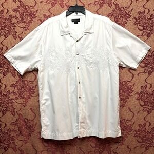Honolua Surf Co. Men's White Hawaiian Embroidered Detail Design Shirt Sz Large‎